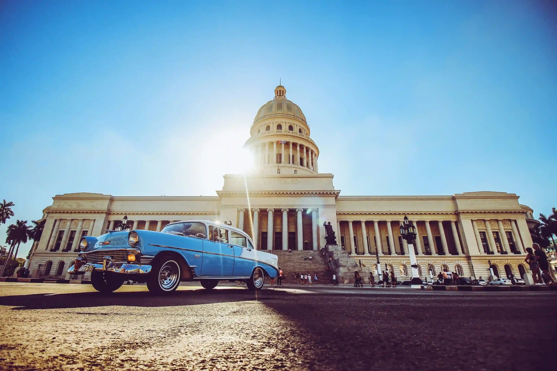 Classic car near Havana Capitol building