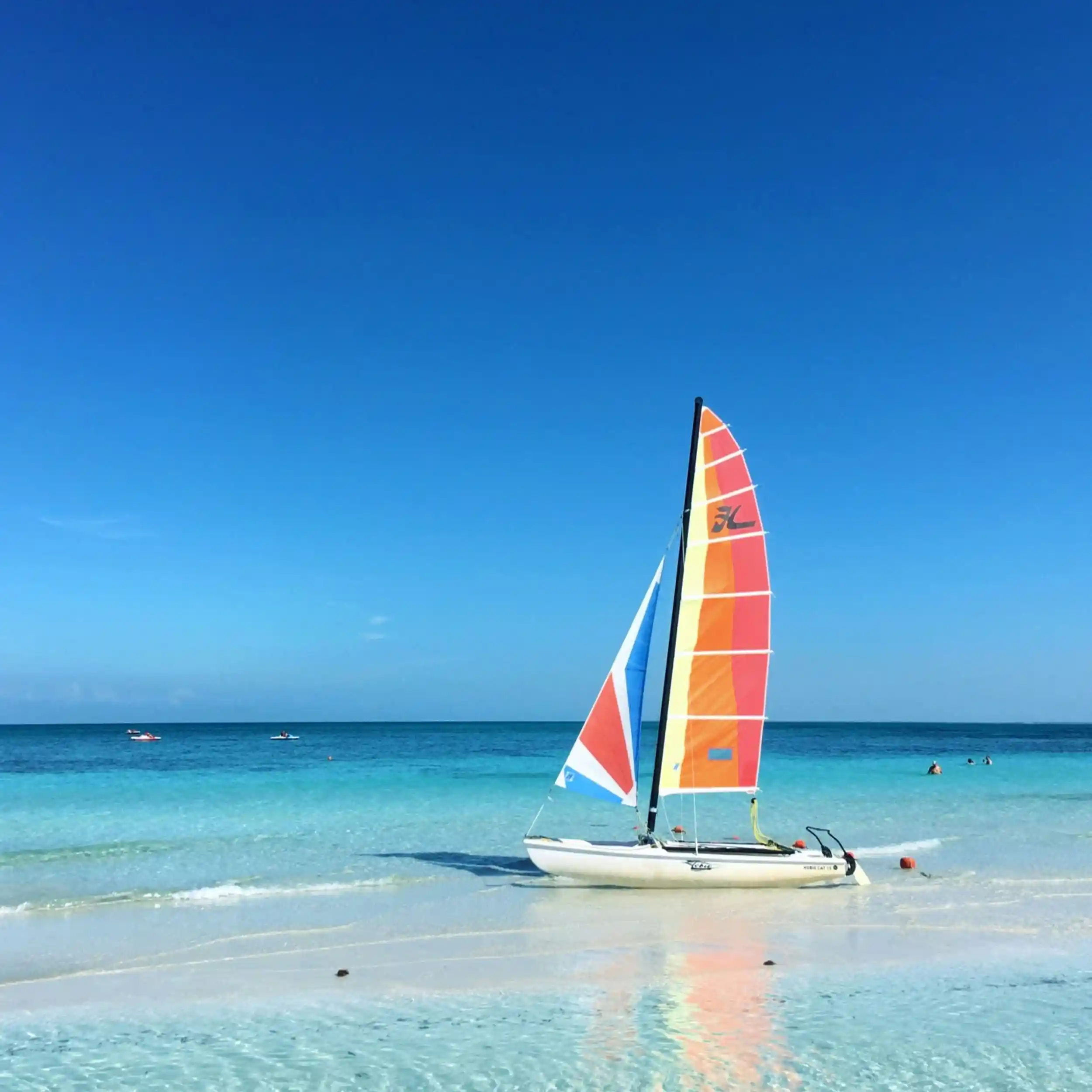 Aerial of Varadero beach with turquoise water